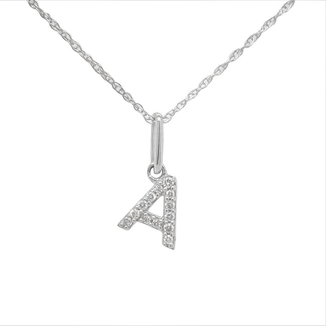 Diamond (0.05 ctw) "A" initial pendant 14k white gold