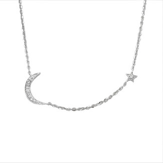 0.03ctw diamond crescent moon pendant 14k white gold