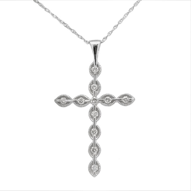 Diamond (1/6ctw) cross pendant 14k white gold