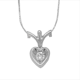Diamond (0.10ct) heart pendant 18k white gold 0.8gr