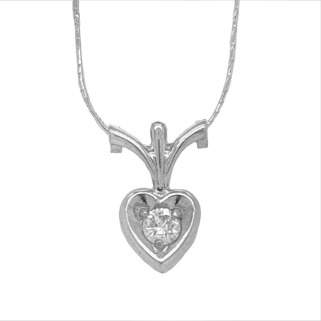 Diamond (0.10ct) heart pendant 18k white gold 0.8gr