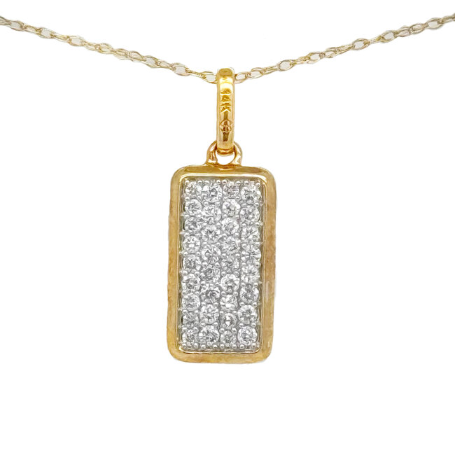 Diamond (0.26 ctw) rectangle pendant w/chain 14k yellow gold