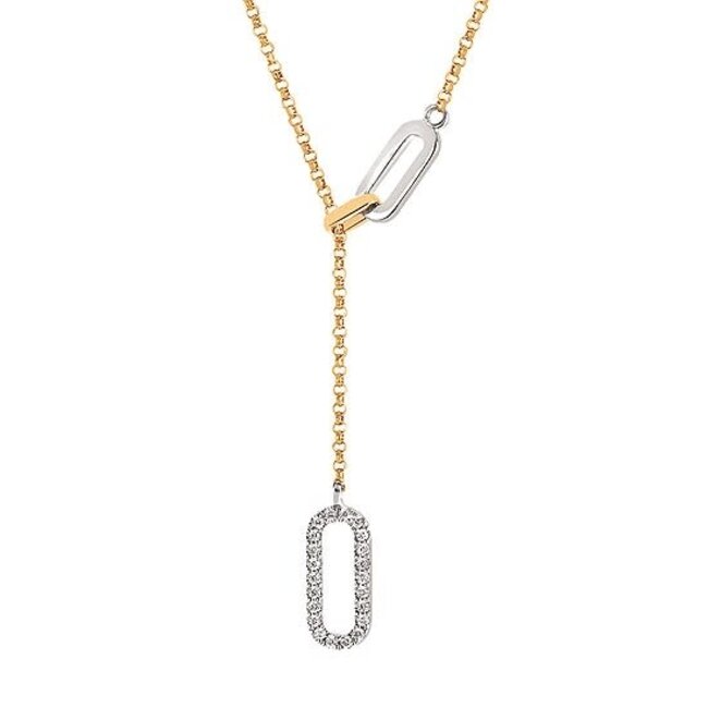 Diamond (0.07ctw) paperclip lariat, 14k white/yellow gold