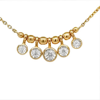 Diamond (0.20ctw) bezel & bead necklace 14k yellow gold