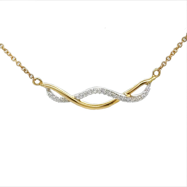 Diamond (0.14 ctw) twisted bar necklace 14k yellow gold