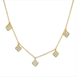 Diamond (0.38 ctw) clover dangle necklace 14k yellow gold 15.2 gr