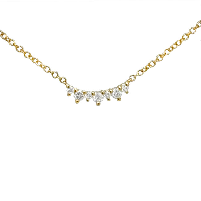 Diamond (0.16 ctw) necklace fixed chain, 14k yellow gold