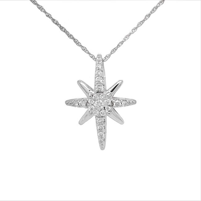 Diamond (1/6ctw) star pendant, 14k white gold