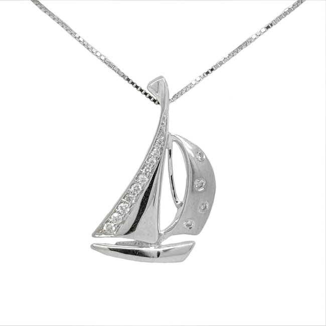 0.11ctw diamond sailboat pendant 14k white gold