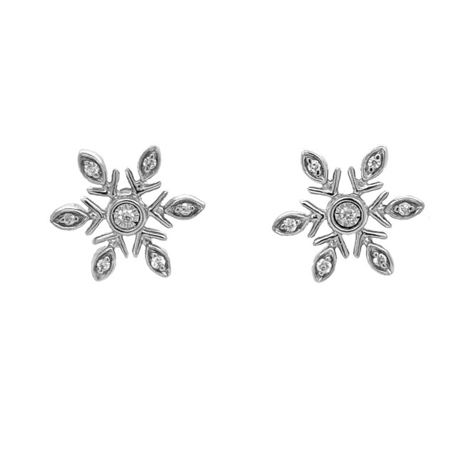 Diamond (0.07ctw) snowflake earrings, 14k white gold