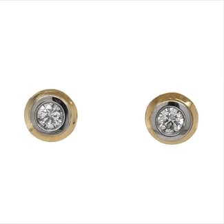 Diamond (0.50 ctw) bezel set stud earrings 14k yellow & white gold 2.0 gr