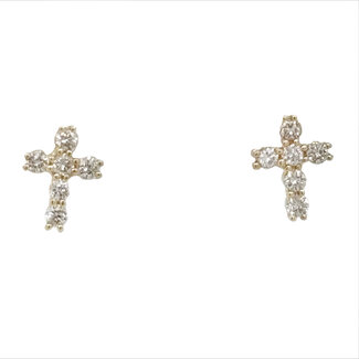 Diamond (0.21 ctw) petite cross stud earrings 14k yellow gold