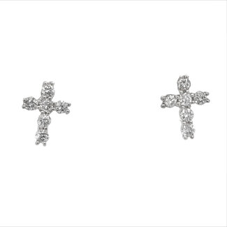 Diamond (0.21 ctw) petite cross stud earrings 14k white gold