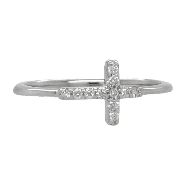 Diamond (0.09 ctw) cross ring 14k white gold