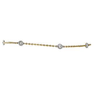7" Diamond (0.25 ctw) by the yard bracelet 14k white & yellow gold 1.2 gr