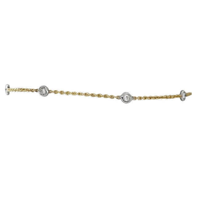 7" Diamond (0.25 ctw) by the yard bracelet 14k white & yellow gold 1.2 gr