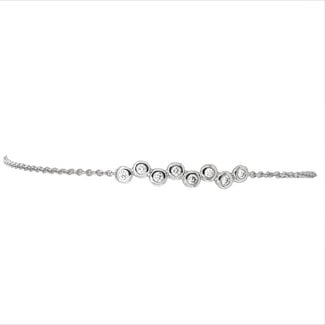 Diamond ( 0.20 ctw) bezel set bolo bracelet, 14k white gold