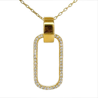 Diamond (0.28 ctw) paperclip pendant w/chain 18k yellow gold 5.5 gr