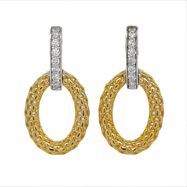 Diamond (0.35 ctw) oval drop earrings 14k yellow gold