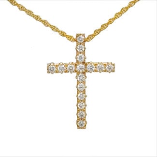 Diamond (0.50 ctw) cross pendant w/chain 14k yellow gold