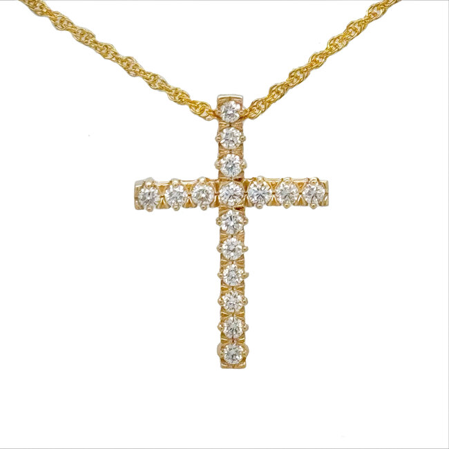 Diamond (0.50 ctw) cross pendant w/chain 14k yellow gold