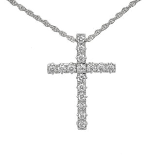 Diamond (0.50 ctw) cross pendant w/chain 14k white gold