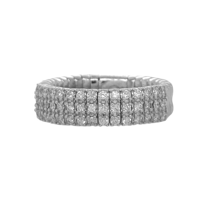 Diamond (0.53 ctw) flexible "pickleball" ring 14k white gold 6.6 gr