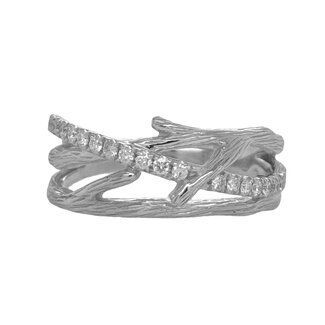 Diamond (0.20 ctw) vine design crossover ring 14k white gold