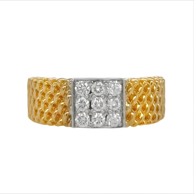 Diamond (0.33 ctw) square cluster ring 14k yellow gold