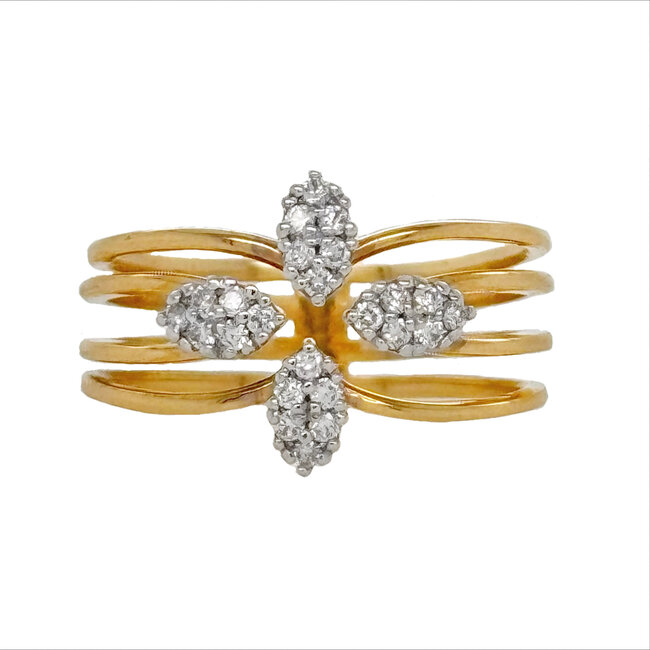 Flower diamond (1/5ctw) ring, 14k yellow gold