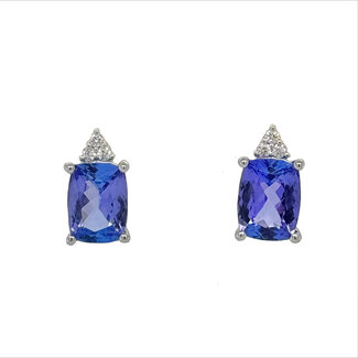 Tanzanite (2.94 ctw) & diamond (0.06 ctw) earrings 14k white gold