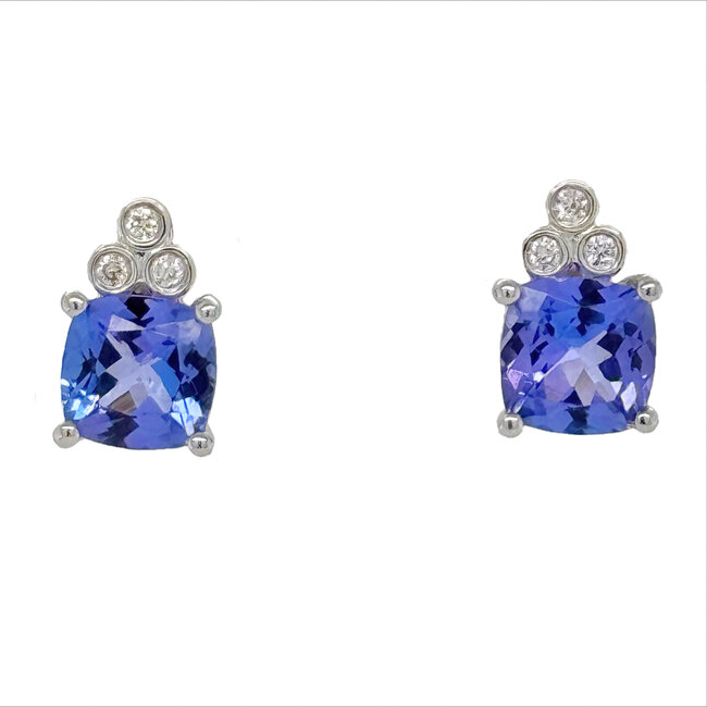 Tanzanite (2.05 ctw) & diamond (0.05 ctw) earrings 14k white gold