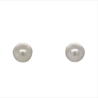 Cultured pearl (6-6.5mm) white stud earrings 14k yellow gold 0.4 gr
