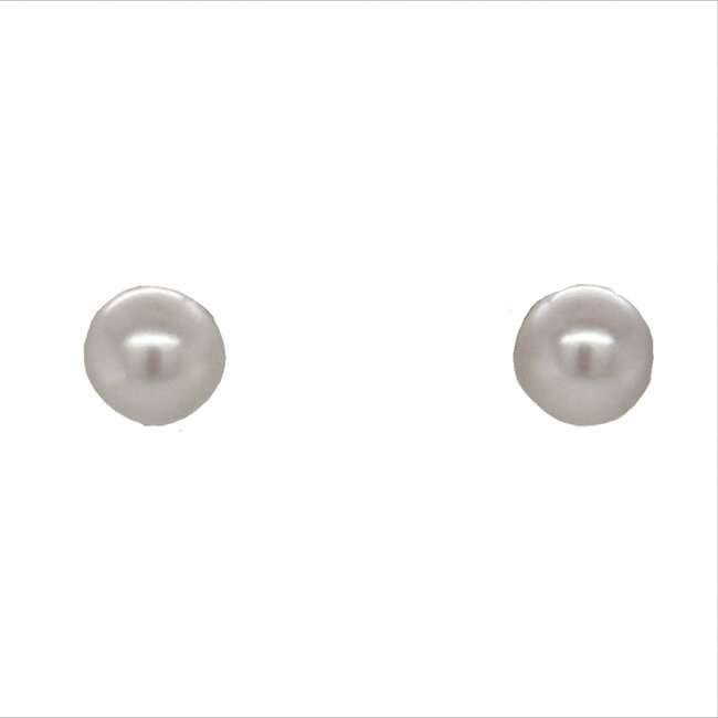 Cultured pearl (5.5mm) white stud earrings 14k yellow gold 0.7 gr