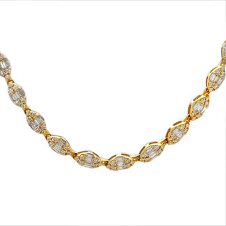 Diamond (3.45 ctw) fancy tennis necklace 18k yellow gold