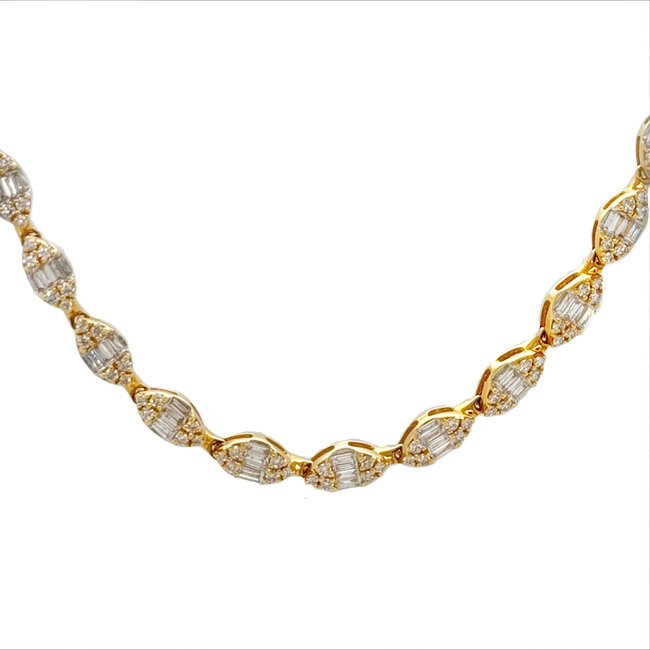Diamond (3.45 ctw) fancy tennis necklace 18k yellow gold