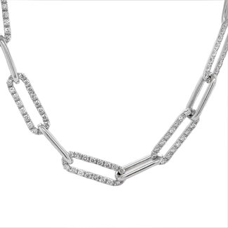 Diamond (6.27ctw) paperclip necklace 14k white gold