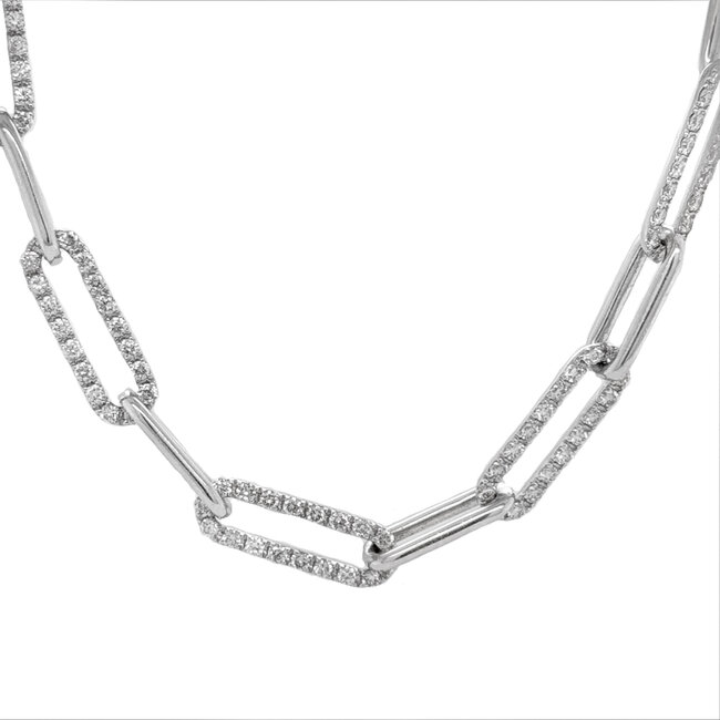 Diamond (6.27ctw) paperclip necklace 14k white gold