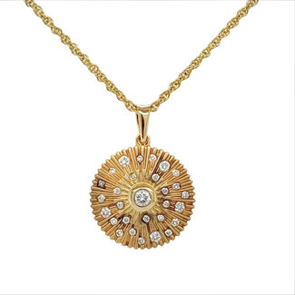 Diamond (0.24 ctw) disk necklace 14k yellow gold