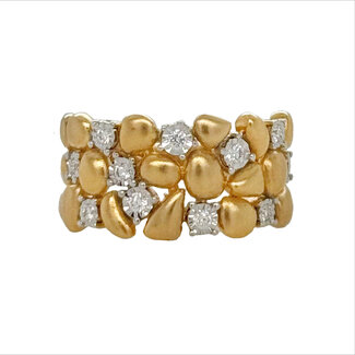 Diamond (0.20 ctw) cobblestone cluster band 14k white & yellow gold