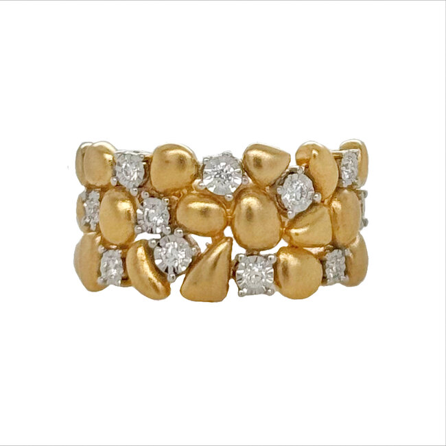 Diamond (0.20 ctw) cobblestone cluster band 14k white & yellow gold