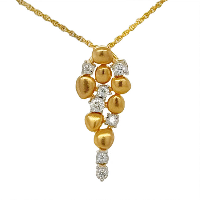 Diamond (0.25 ctw) cobblestone cluster pendant 14k white & yellow gold