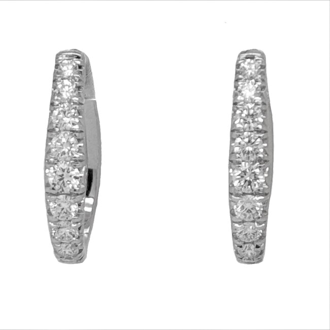 Diamond (1.00ctw) oval hoop earrings, 14k white gold