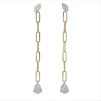 Diamond (0.41 ctw) pear cluster paperclip dangle 14k yellow gold 1.9 gr