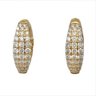 Diamond (1.0 ctw) 3 row hoop earrings 14k yellow gold