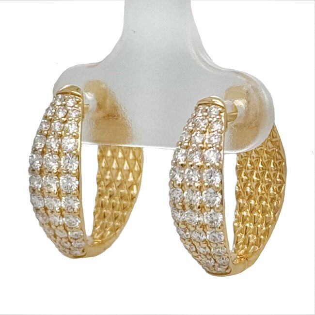 Diamond (1.0 ctw) 3 row hoop earrings 14k yellow gold