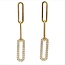 Diamond three link paper clip earrings 14k yellow gold