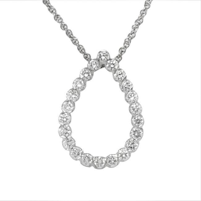 Diamond (1.00 ctw) open pear shape pendant 14k white gold