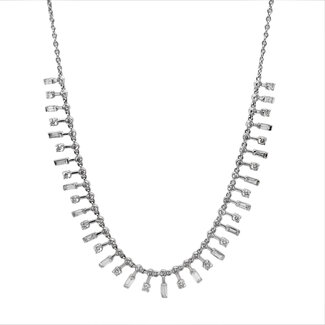 Diamond (2.28ctw) baguette & round line necklace 18k white gold 8.7gr