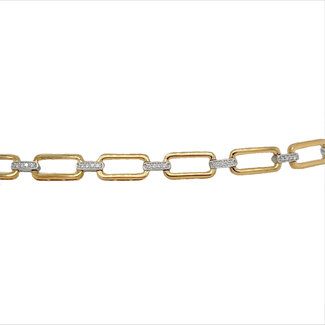 Diamond (0.25 ctw) gold link bracelet, 14k yellow gold 10.6 gram